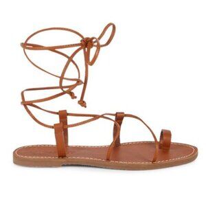 MADEWELL Boardwalk Tie-Up Leather Flat Sandals, Size 7 1/2